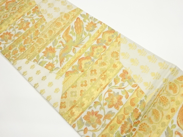 JAPANESE KIMONO / VINTAGE FUKURO OBI / WOVEN PEACOCK & FLOWER ARABESQUE